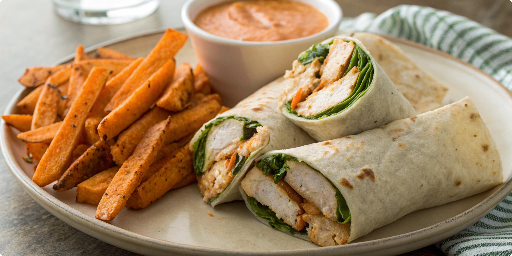Buffalo chicken wrap meal