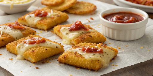 Pizza Crunchers with dips for serving