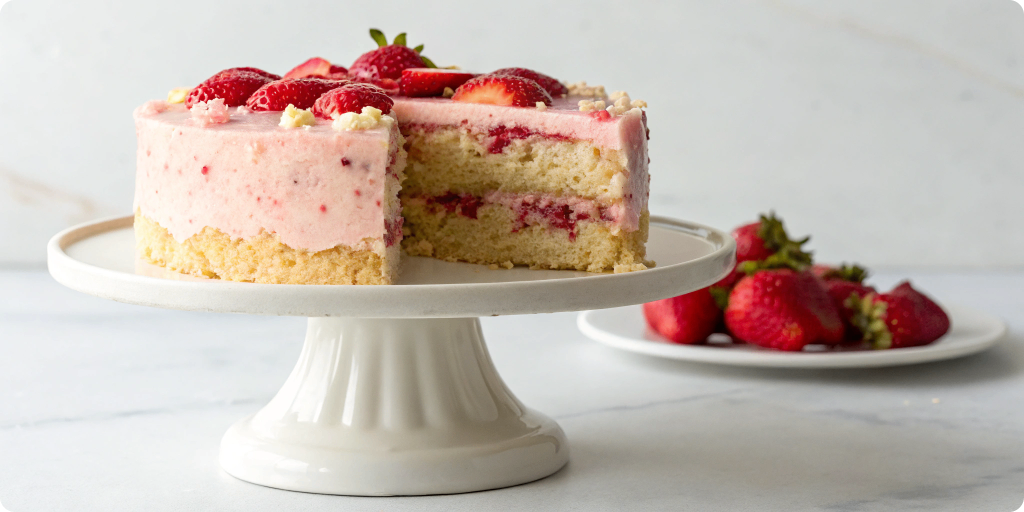 Strawberry cheesecake crunch cake