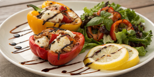 Stuffed peppers with chicken and mozzarella