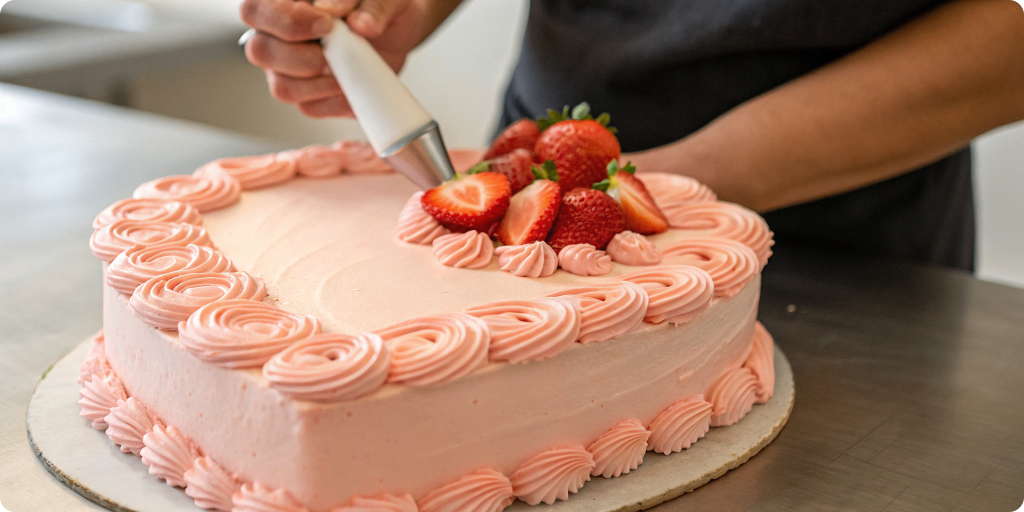 Frosting heart cake