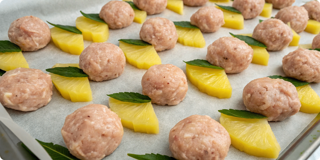 Chicken meatballs before baking
