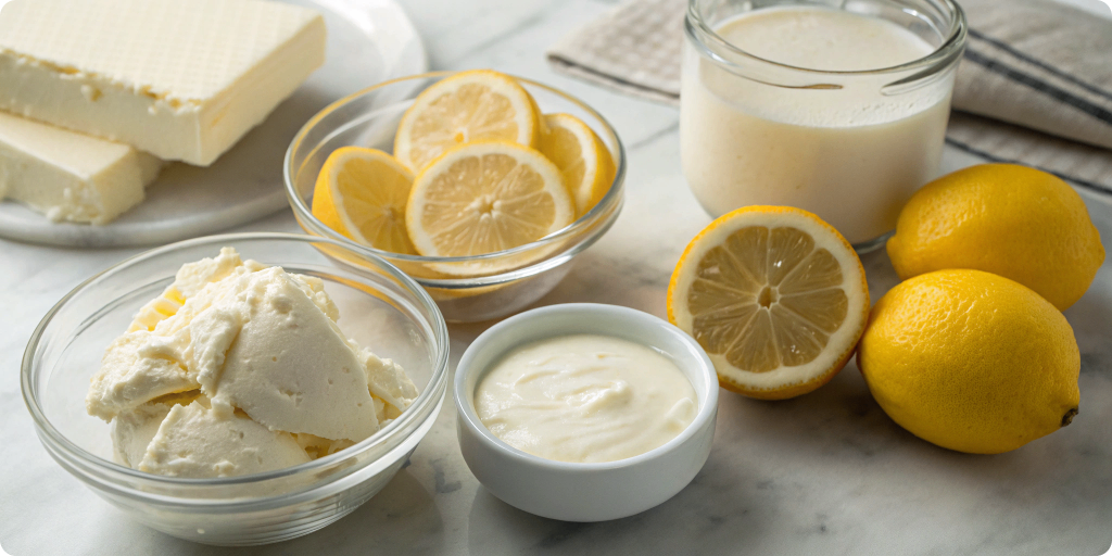 Ingredients for no-churn lemon ice cream