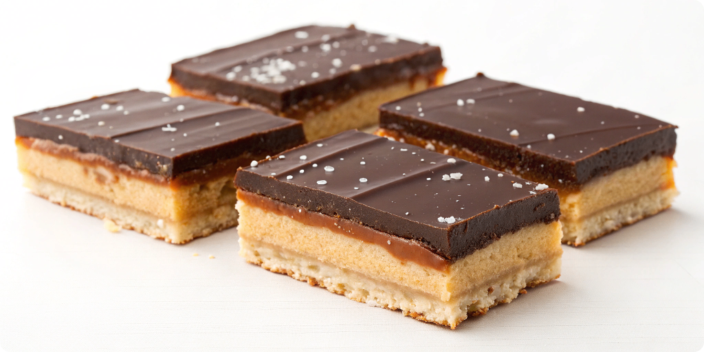 Layered salted caramel squares