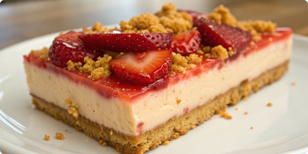 Strawberry crunch cake slice
