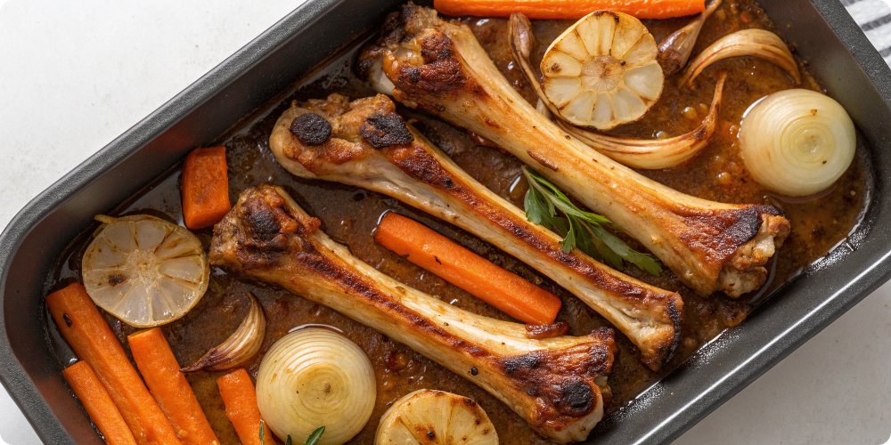 Roasted soup bones for broth