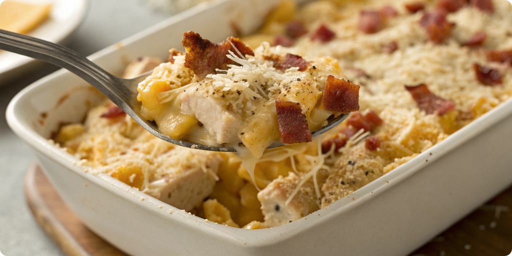Chicken mac and cheese prep ingredients