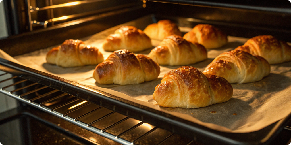 Mini croissants baking