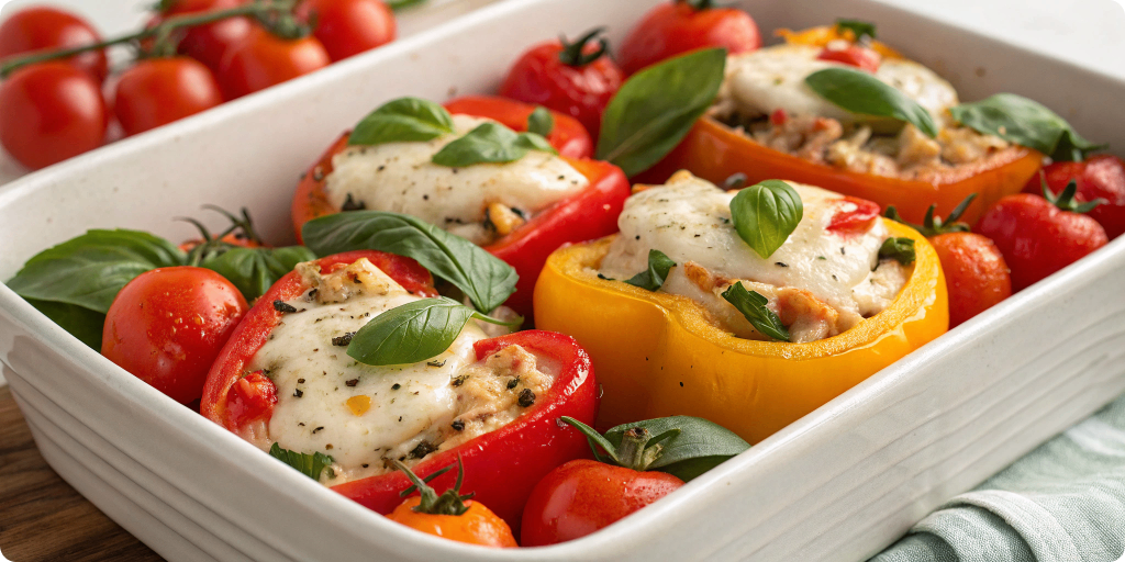Stuffed peppers with chicken and mozzarella